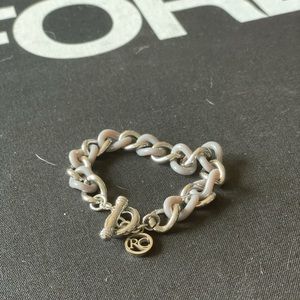Rustic cuff gray chain bracelet